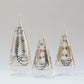 Blown Glass Tabletop Christmas Tree - Cone Engraved Silver & Gold