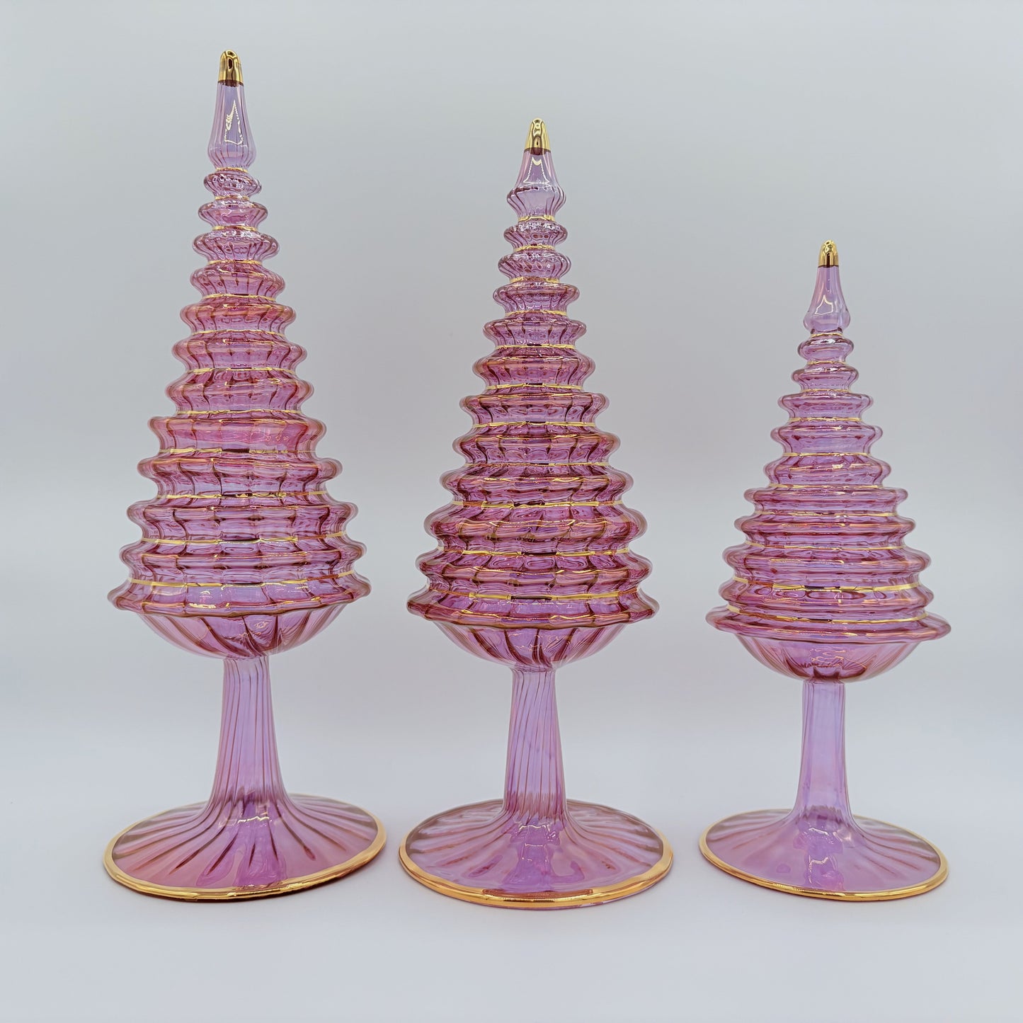 Blown Glass Tabletop Christmas Tree - Spruce Pink
