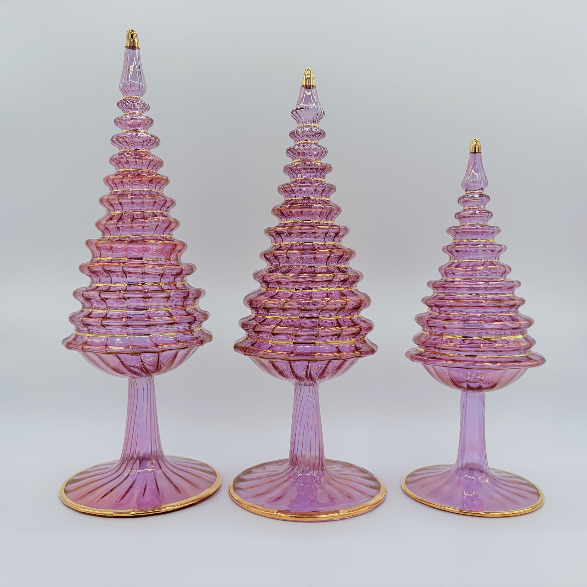 Blown Glass Tabletop Christmas Tree - Spruce Pink