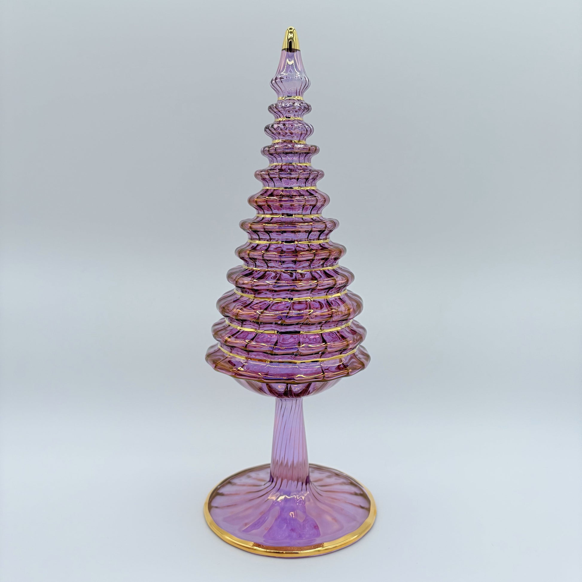 Blown Glass Tabletop Christmas Tree - Spruce Pink