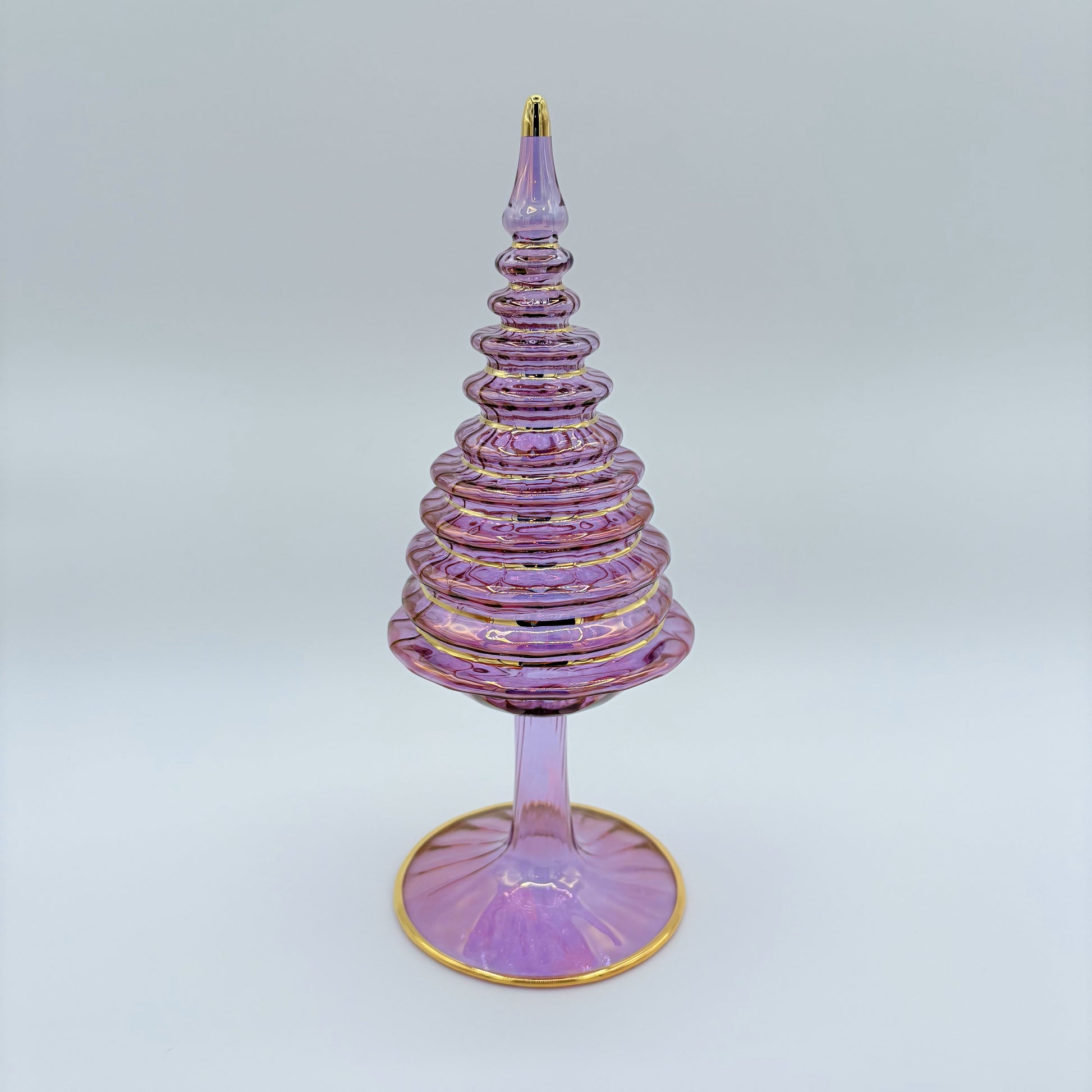 Blown Glass Tabletop Christmas Tree - Spruce Pink