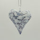 Blown Glass Ornament - Heart: White & Blue