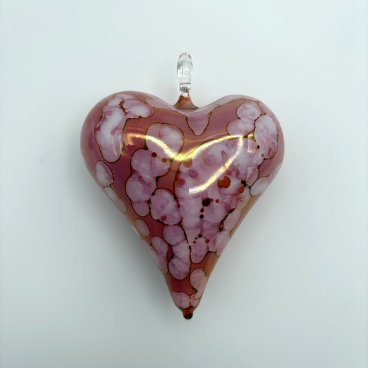 Blown Glass Ornament - Heart: Multi / Pink