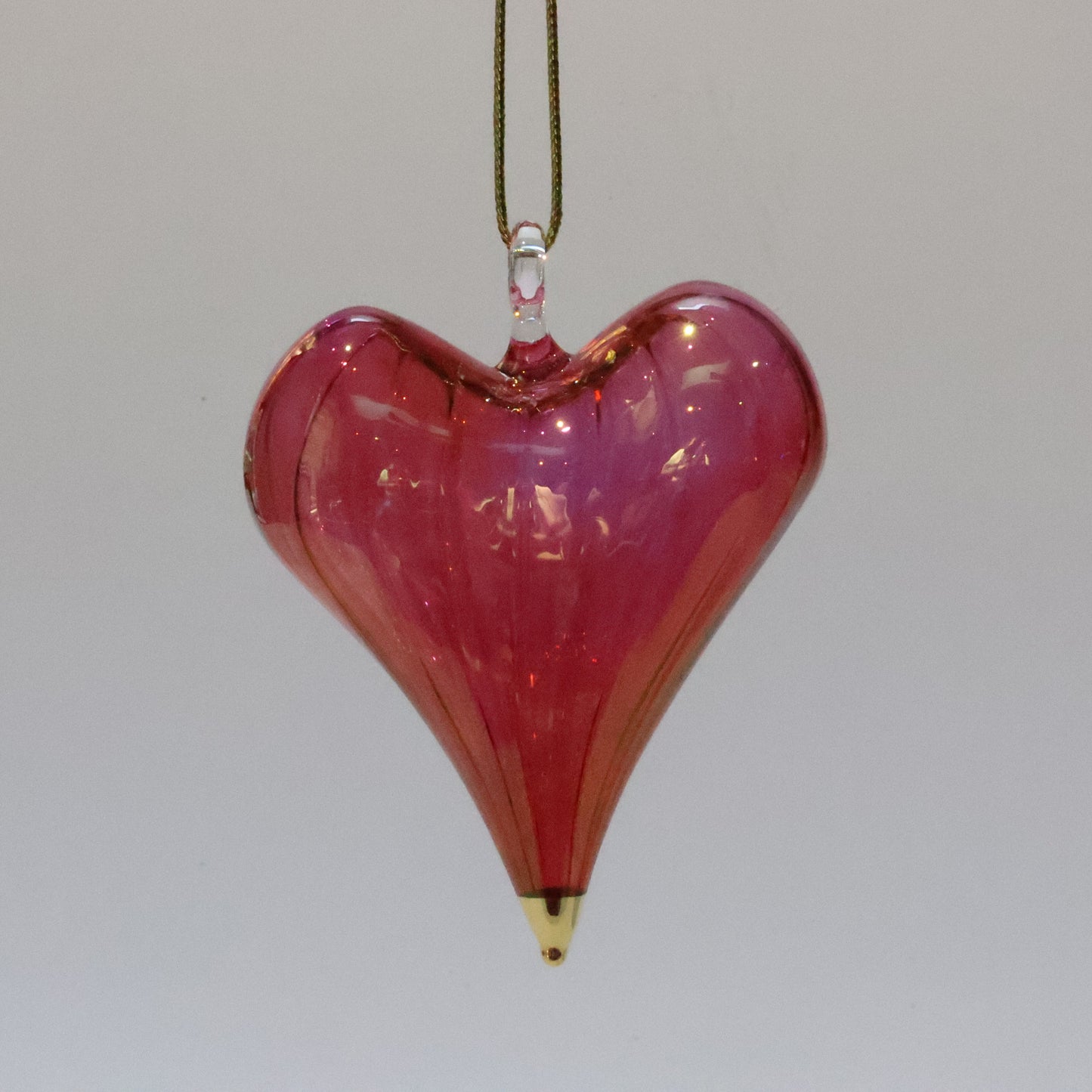 Blown Glass Ornament - Heart: Red