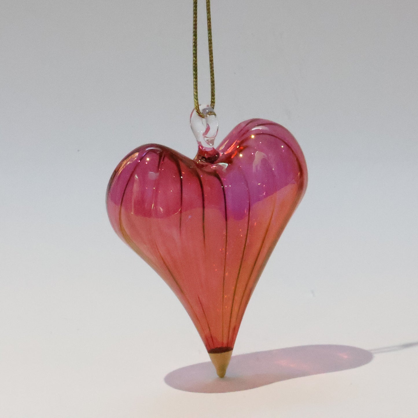 Blown Glass Ornament - Heart: Red