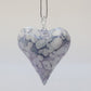 Blown Glass Ornament - Heart: White & Blue