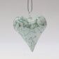 Blown Glass Ornament - Heart: White & Green