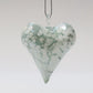 Blown Glass Ornament - Heart: White & Green