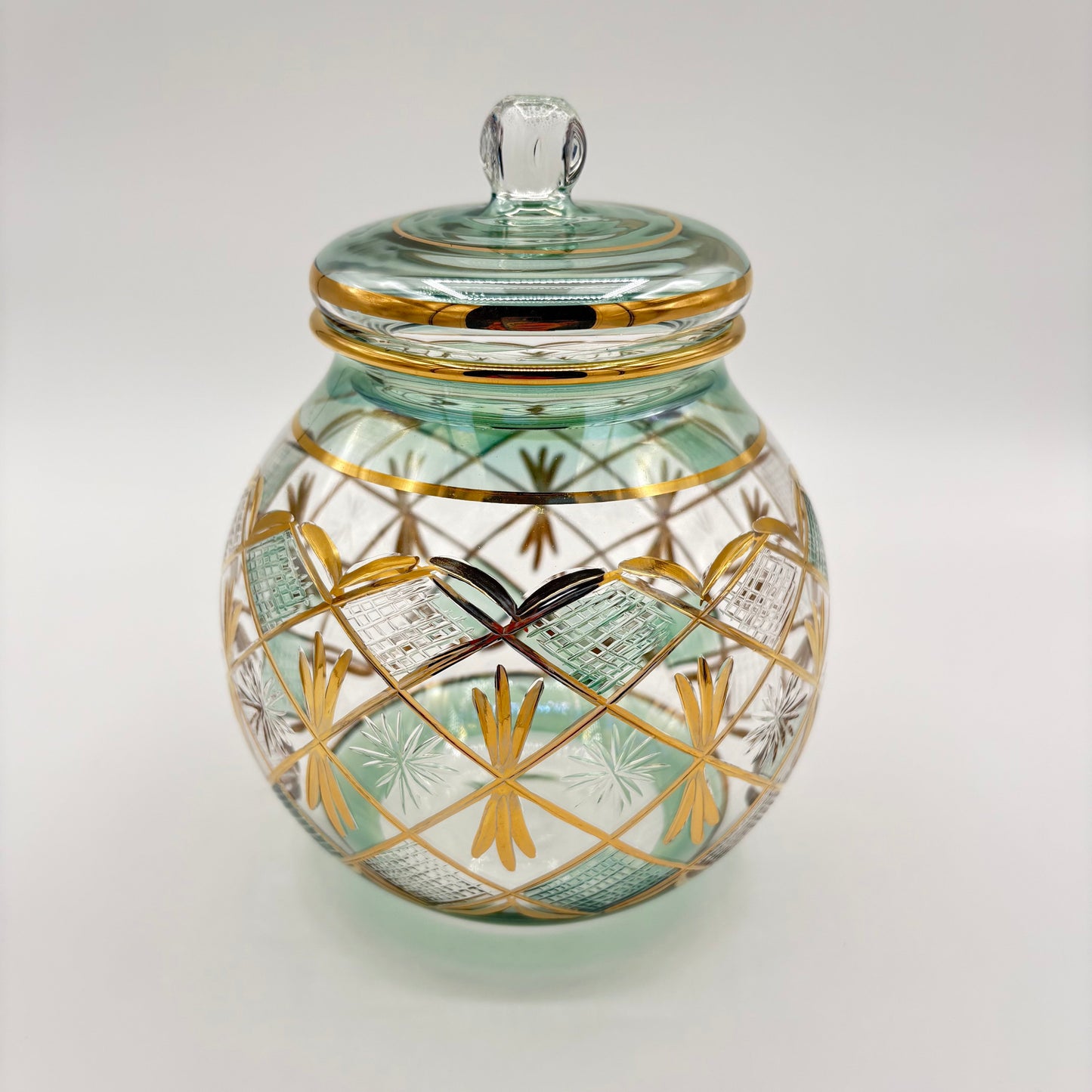 Blown Glass Jar - Starburst Green