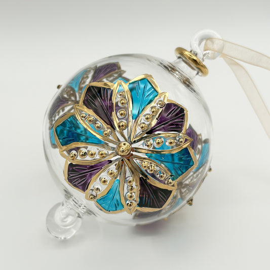 Blown Glass Ornament - Mauve Flower
