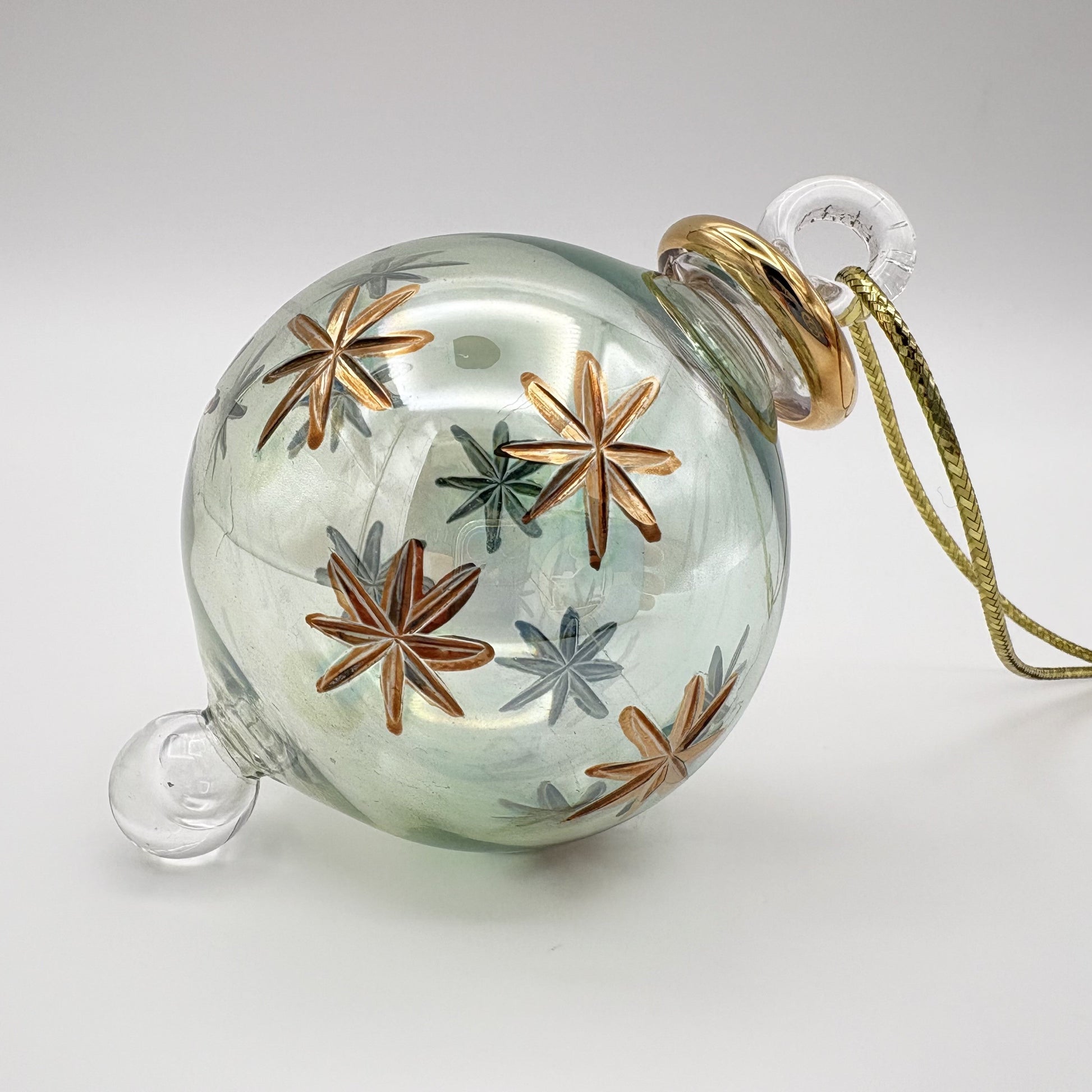 Blown Glass Small Ornament - Starry Night Green