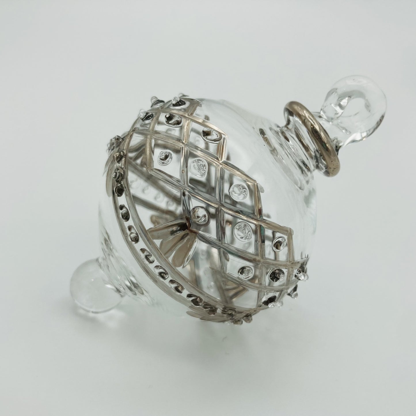 Blown Glass Ornament - Baroque Garland Silver