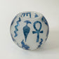 Blown Glass Candle Holder - Hieroglyphs in Blue