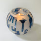 Blown Glass Candle Holder - Hieroglyphs in Blue