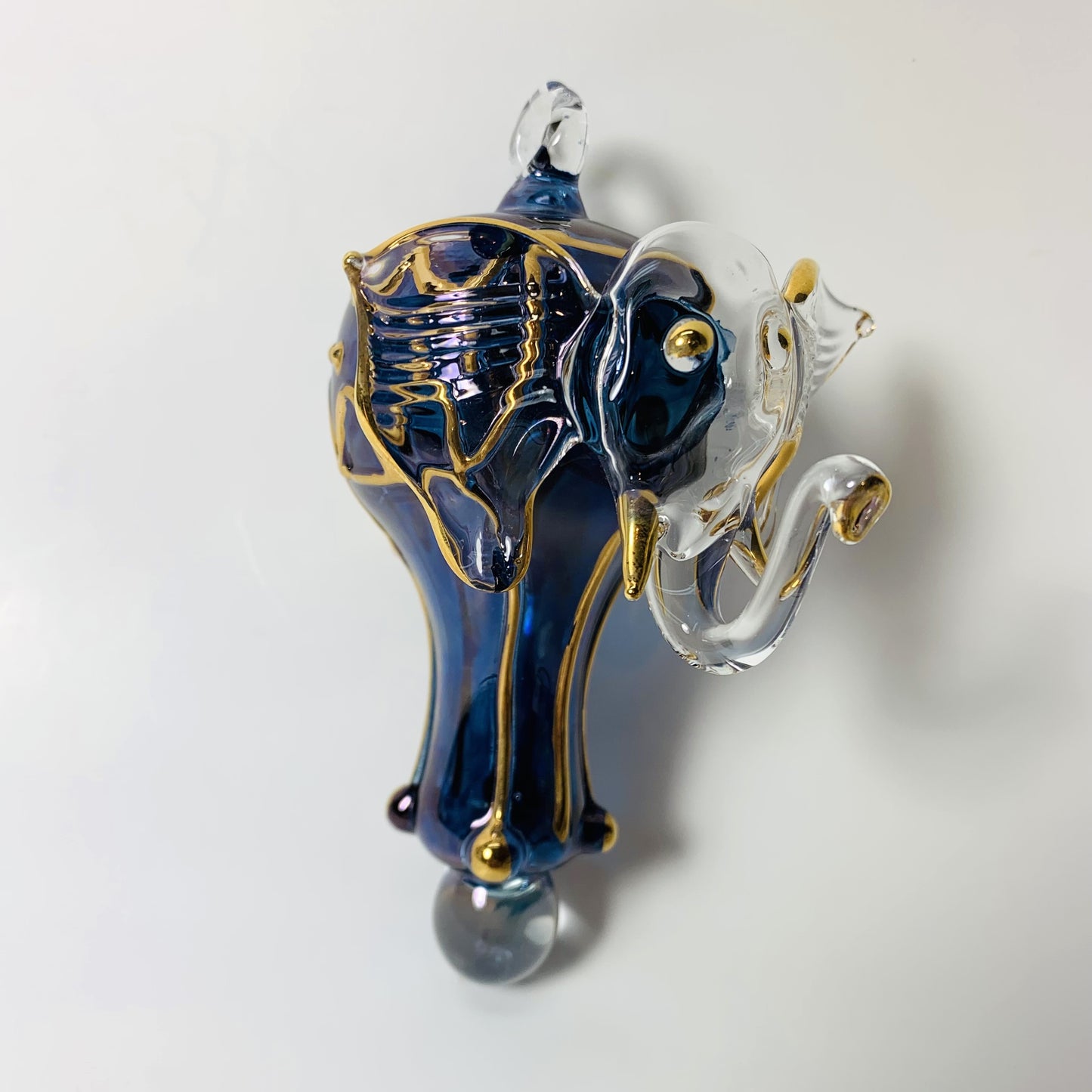 Blown Glass Ornament - Elephant Blue