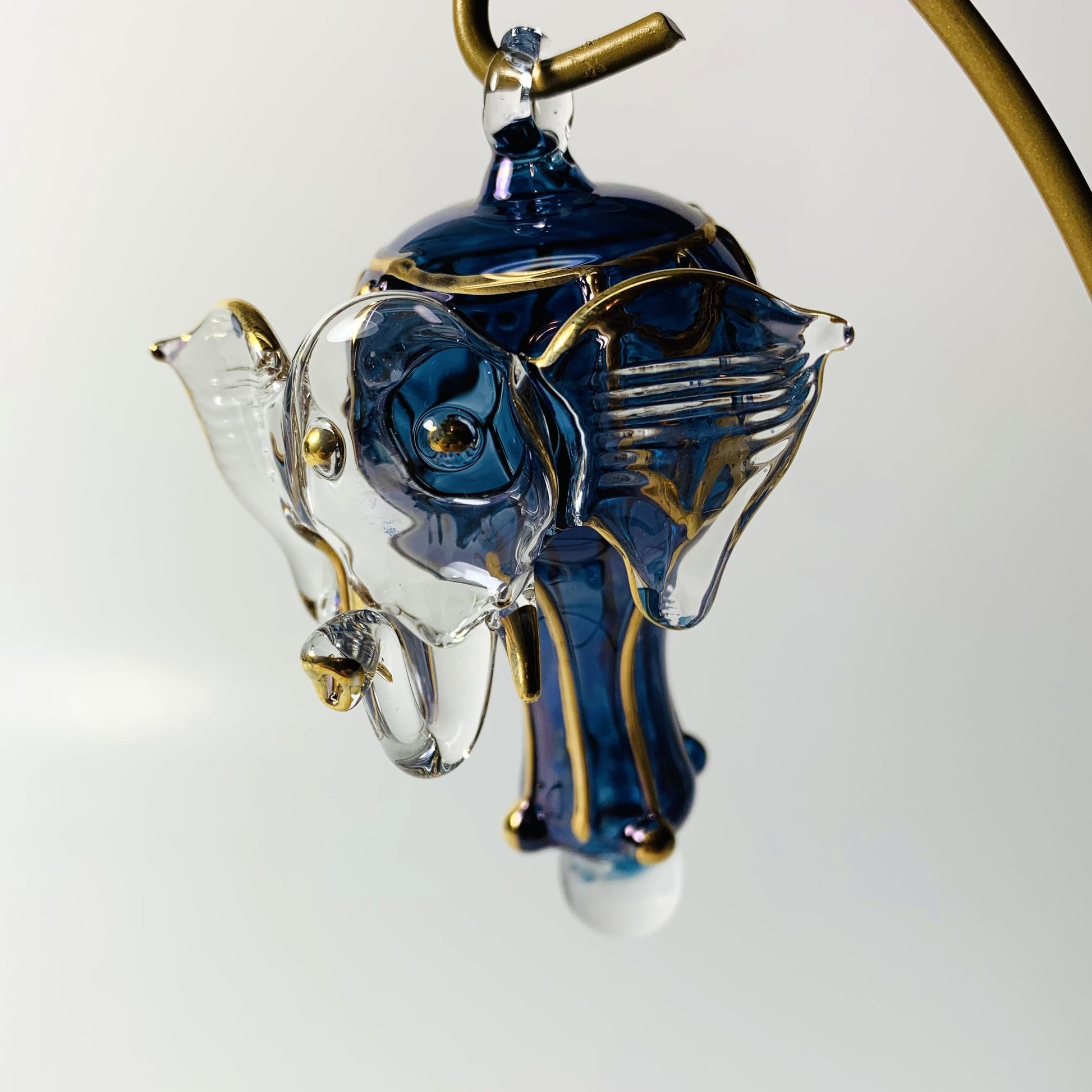 Blown Glass Ornament - Elephant Blue