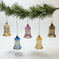 Fair Trade Handblown Glass Engraved Bell Ornament with Gold Details