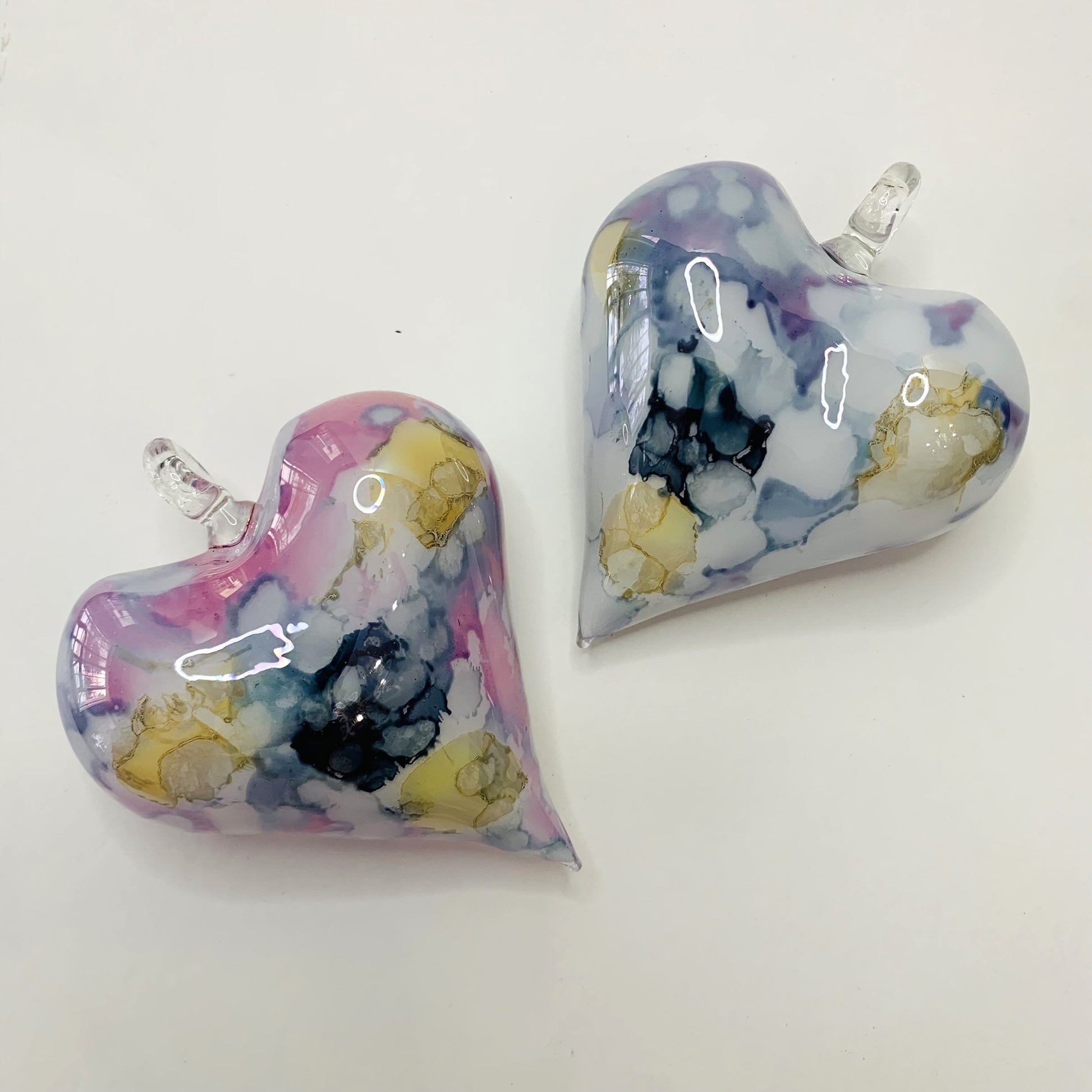 Blown Glass Ornament - Heart: Multi / Pastel