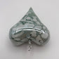 Blown Glass Ornament - Heart: White & Green