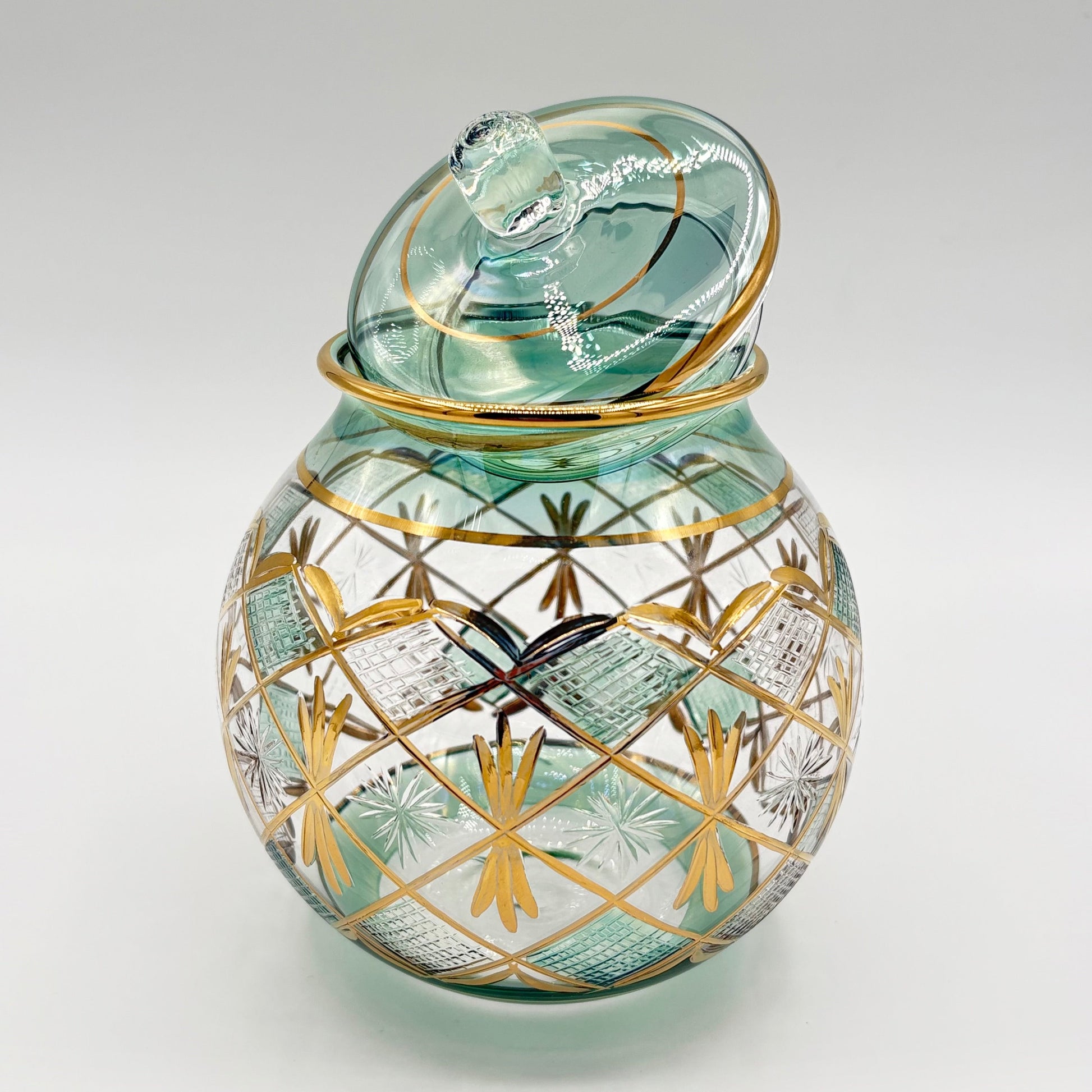 Blown Glass Jar - Starburst Green