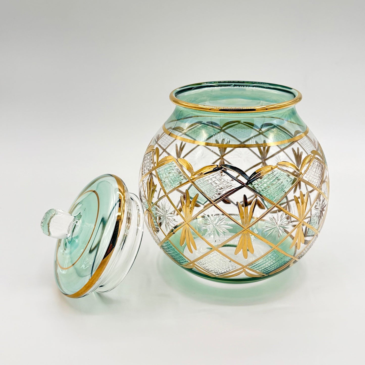 Blown Glass Jar - Starburst Green