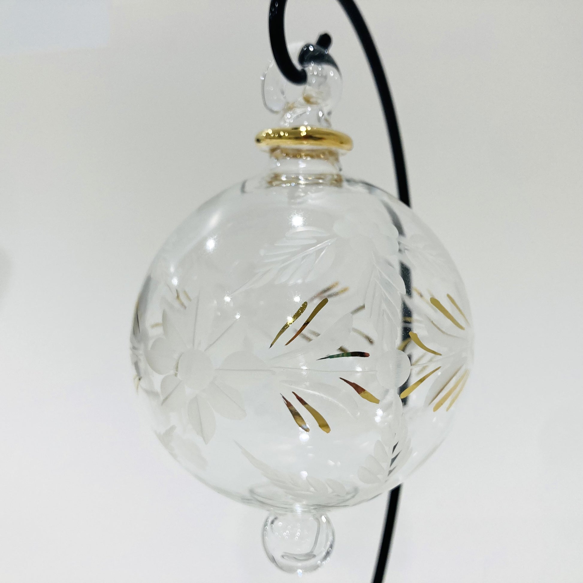 Blown Glass Ornament - Flowers Pattern
