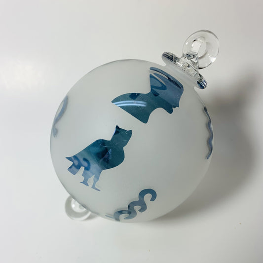 Blown Glass Ornament - Hieroglyphs in Blue