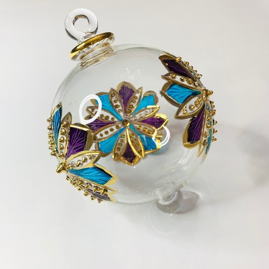 Blown Glass Ornament - Mauve Flower