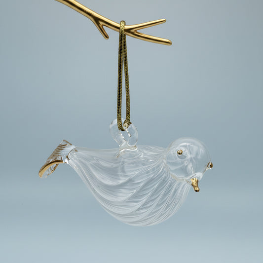 Delicate handblown glass ornament of a bird, fair trade, artisan-made