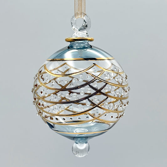 Blown Glass Ornament - Art Deco Teal