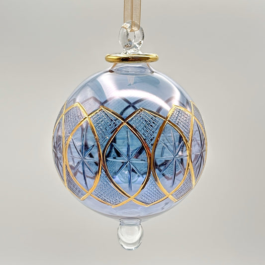 Blown Glass Ornament - Celestial Star Blue