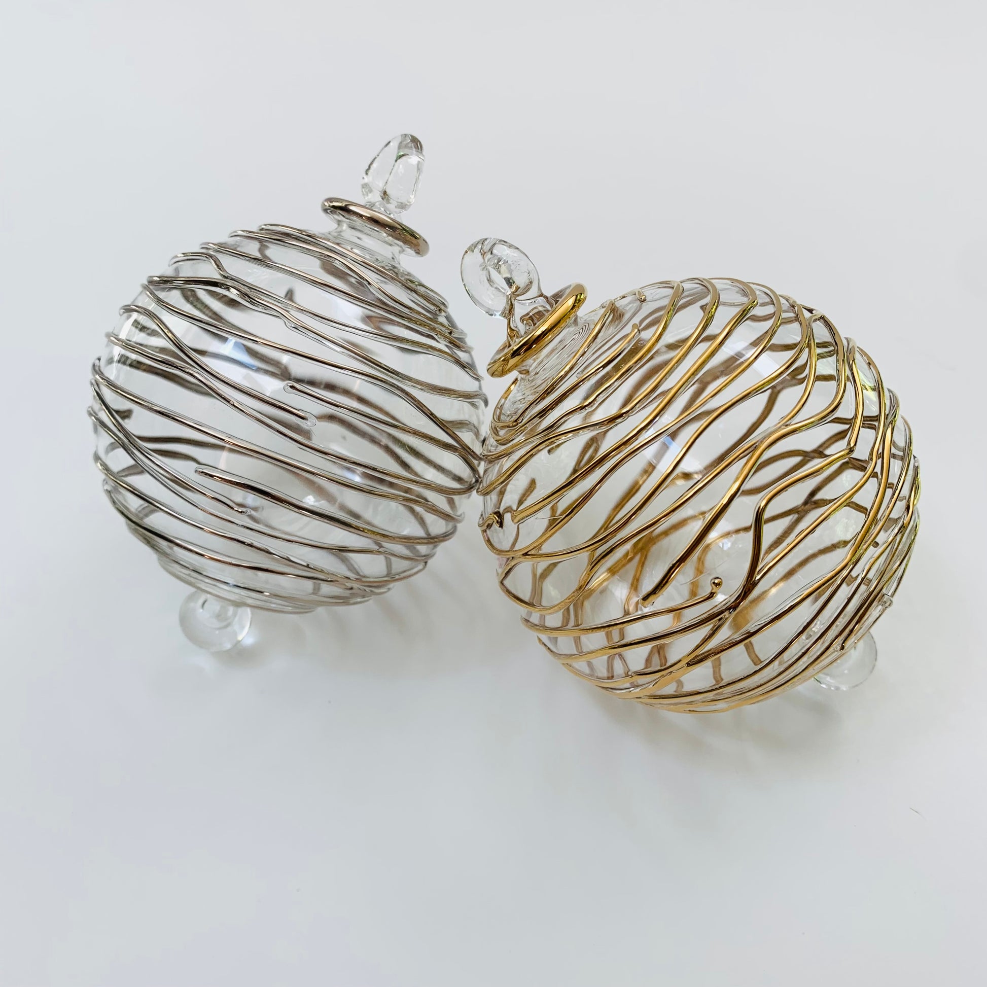 Blown Glass Ornament - Gold Spiral