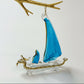 Fair Trade Handblown Glass Sail Boat Ornament with Turquoise Sails
