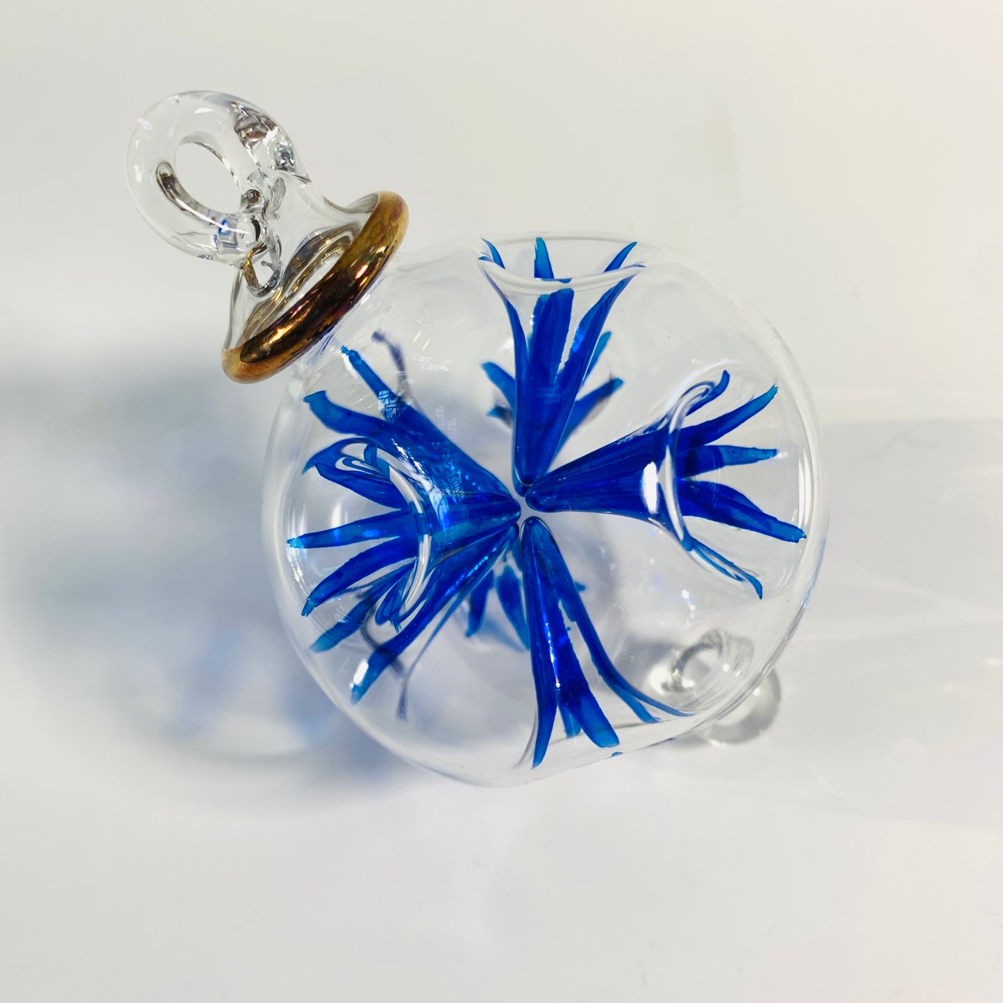 Blown Glass Ornament - Blossoms Blue