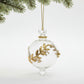 Clear handblown glass bauble Christmas ornament with gold leaf and flower design