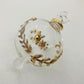 Clear handblown glass bauble Christmas ornament with gold leaf and flower design