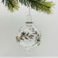 Clear handblown glass bauble Christmas ornament with silver leaf and flower design