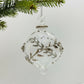 Clear handblown glass bauble Christmas ornament with silver leaf and flower design