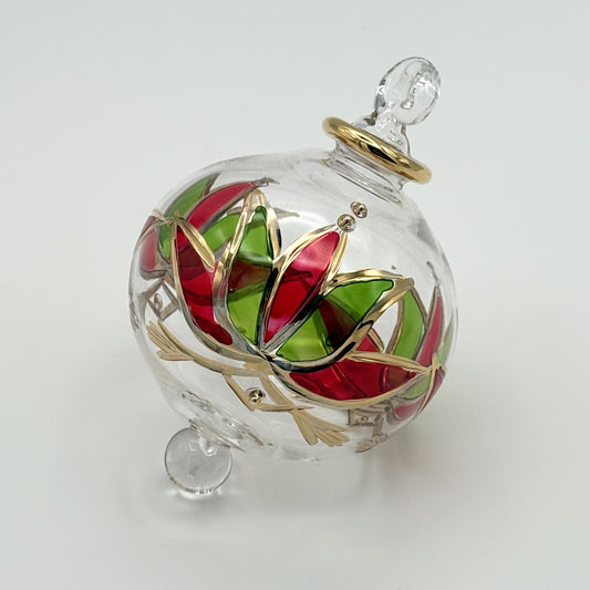 Blown Glass Small Ornament - Red Lotus