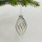 Hair Trade Hand-Blown Glass Small Ornament - Swirl Oval, Platinum Silver, Ethically Handmade