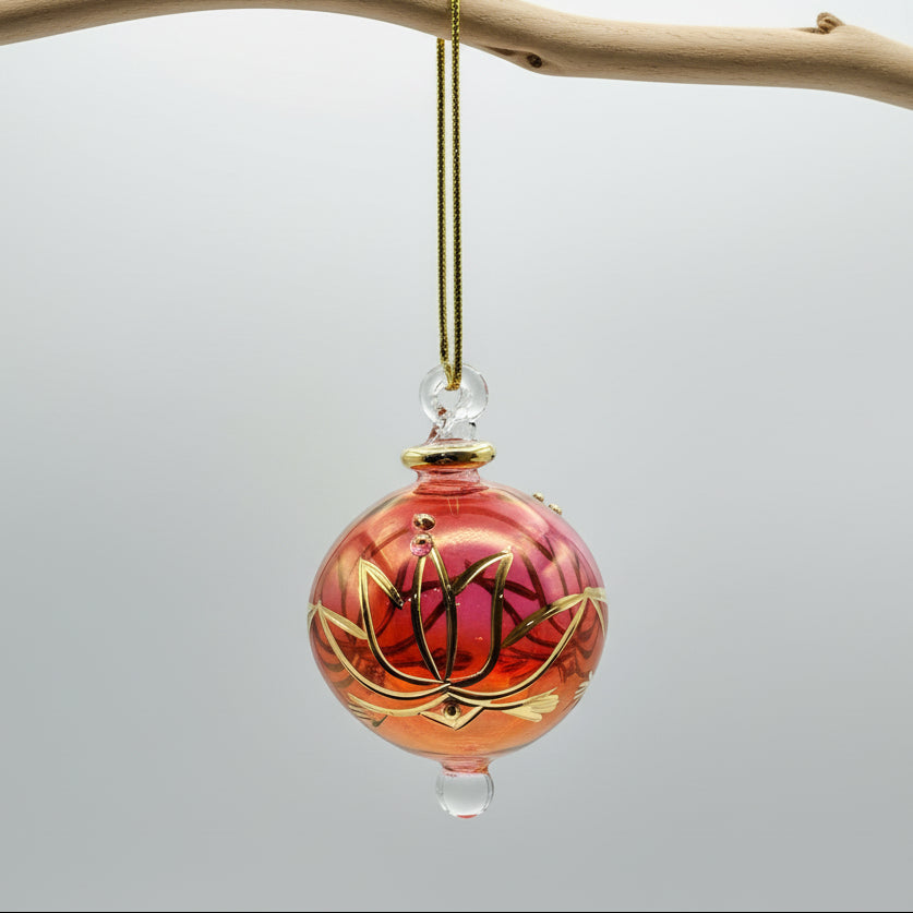 Blown Glass Small Ornament - Colored Lotus