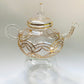 Blown Glass Teapot with Warmer - Gold Garland