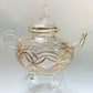 Blown Glass Teapot with Warmer - Gold Garland