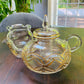 Blown Glass Teapot with Warmer - Gold Garland