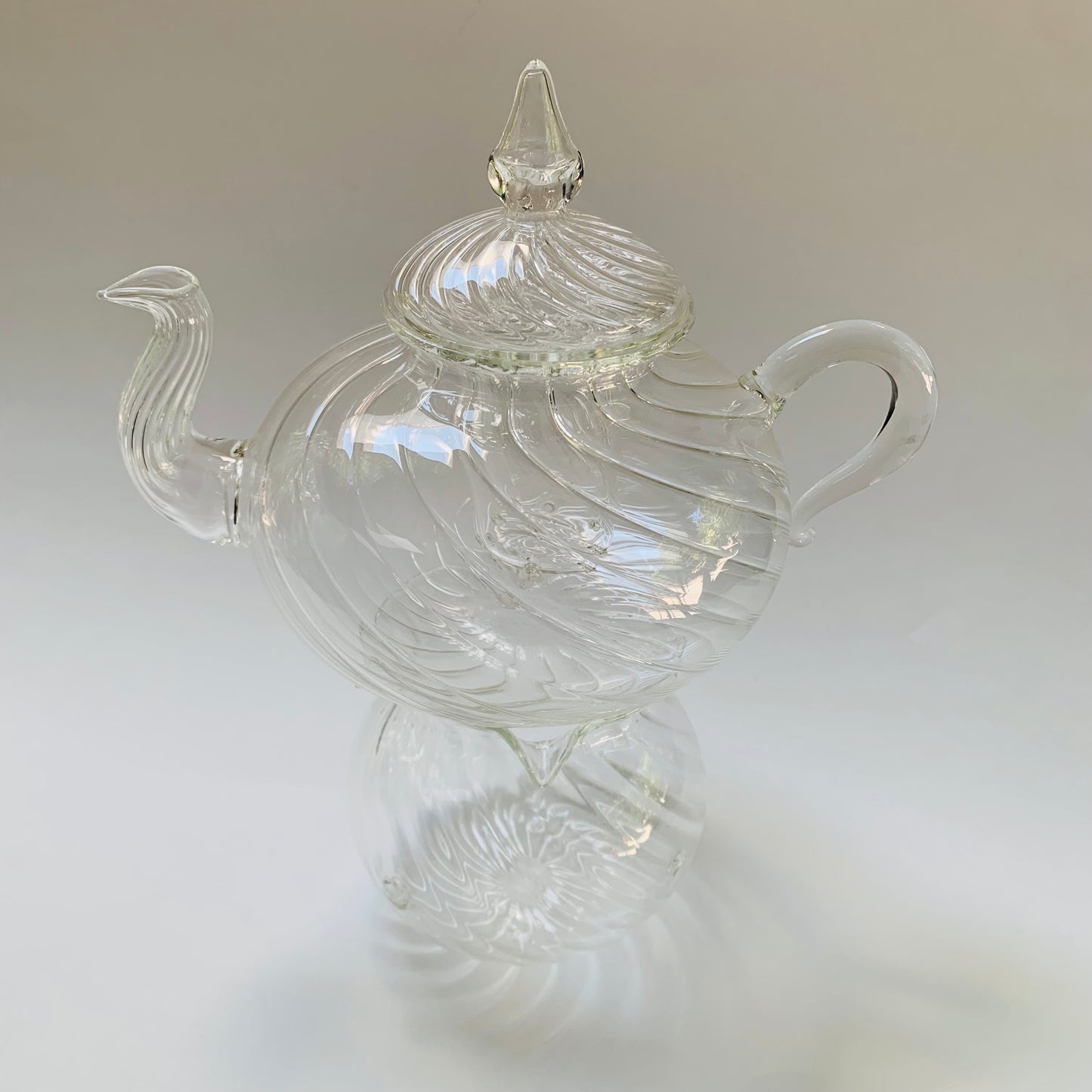 Blown Glass Teapot with Warmer - Wavy Design