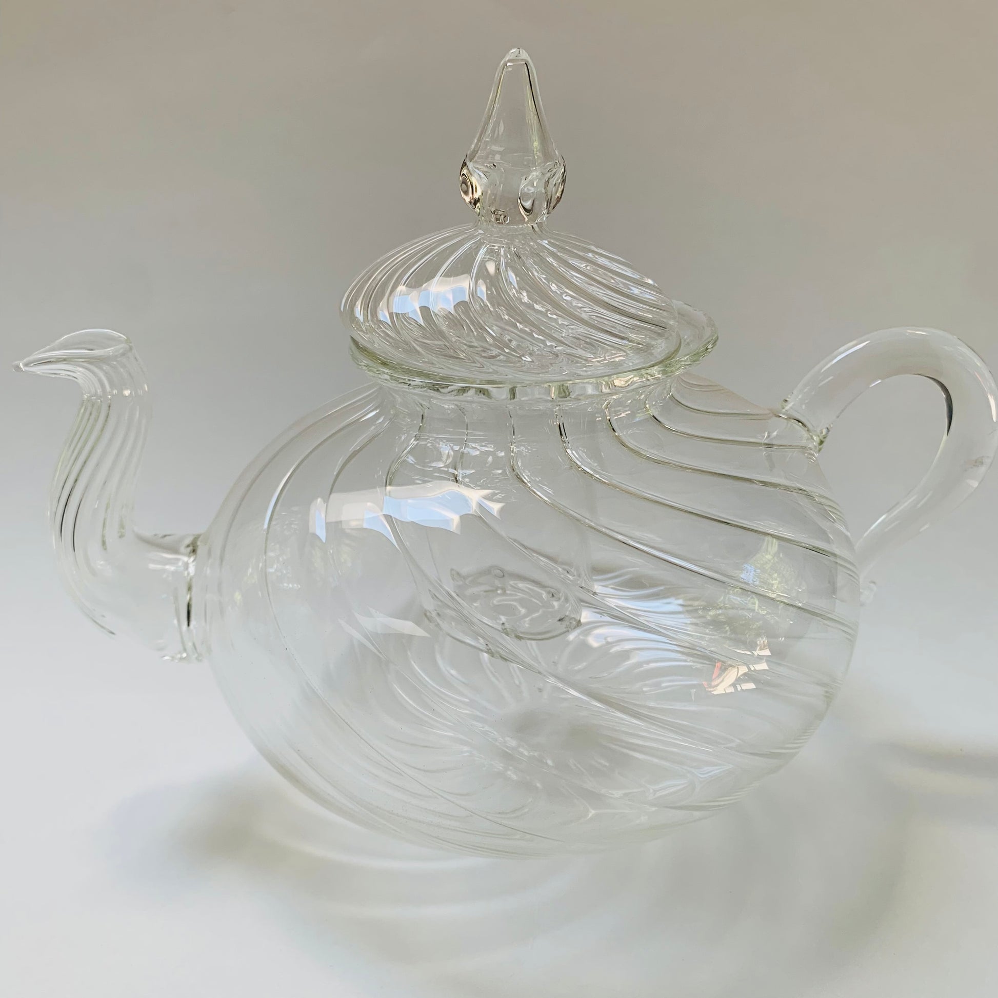 Blown Glass Teapot with Warmer - Wavy Design