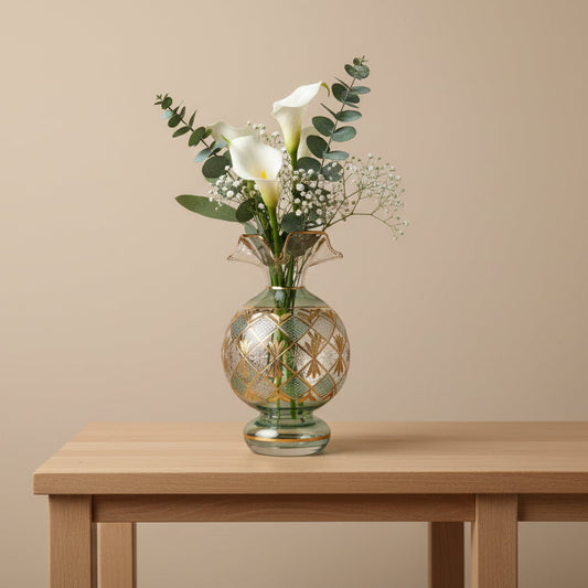 Blown Glass Vase - Starburst Green