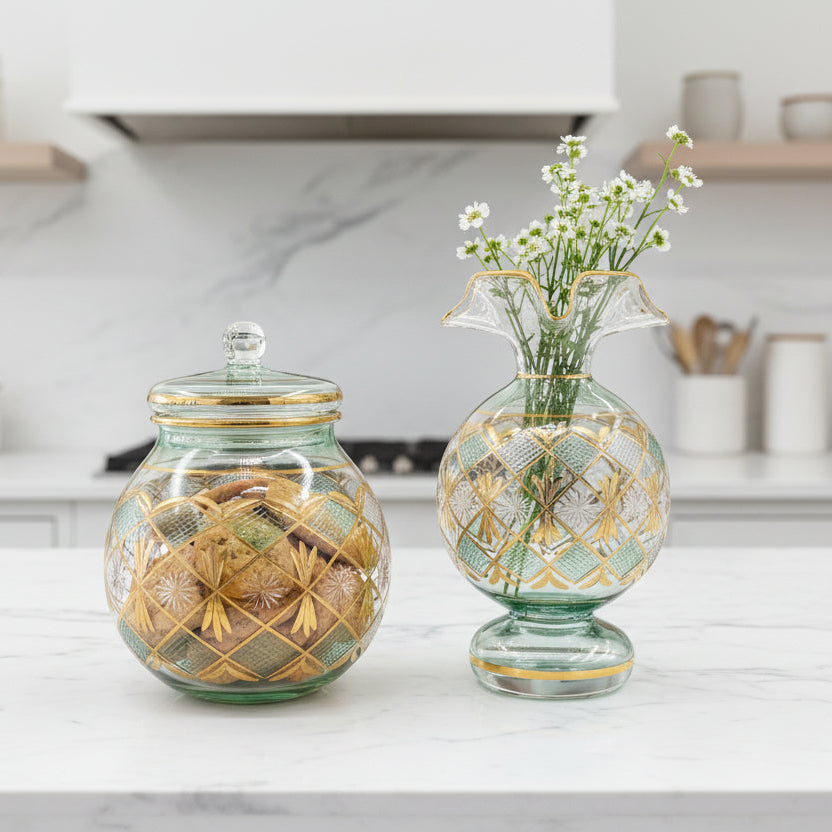 Blown Glass Vase - Starburst Green