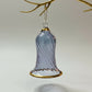 Decorative handblown glass iridescent pastel colored wavy bell ornaments with glass clapper, lavender