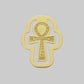 Handmade brass bookmark featuring an Egyptian Ankh cross design with hieroglyphic details